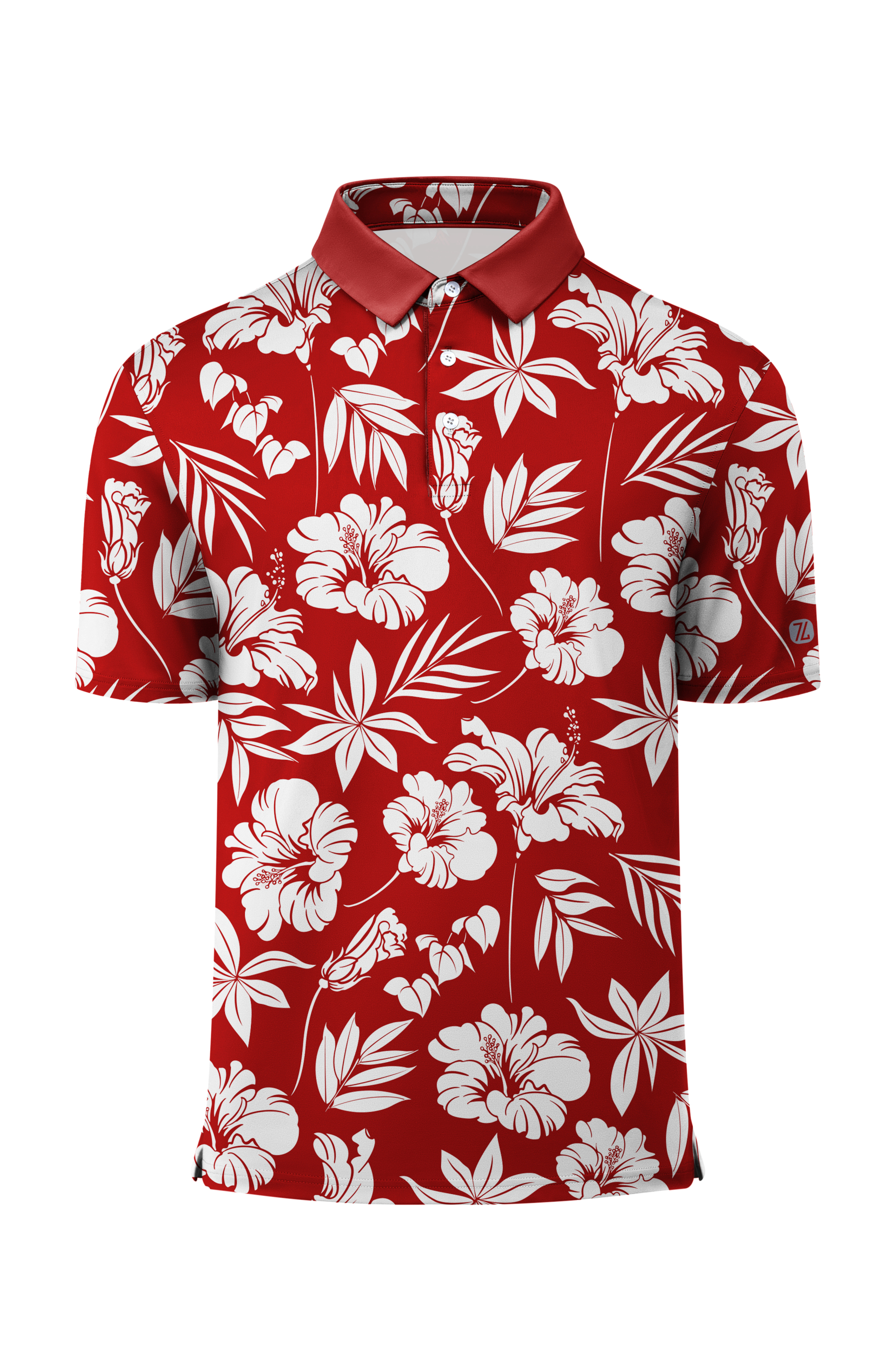 ZITY Men's Hawaiian Flower Print Polo Shirts-CUMPO05190