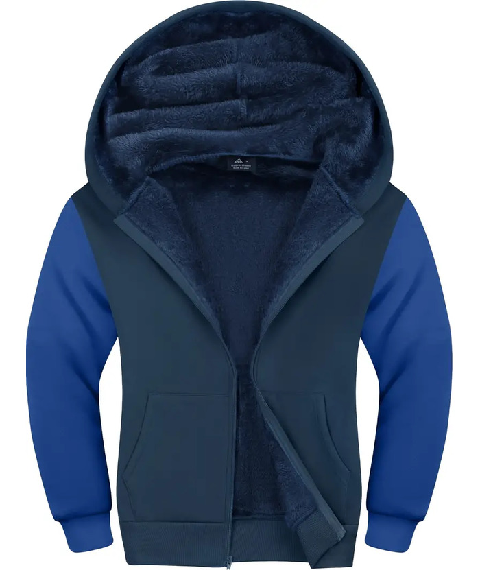 Kid's Sherpa Fleece Lined Color Block Zip-Up Hoodie | Zitysports