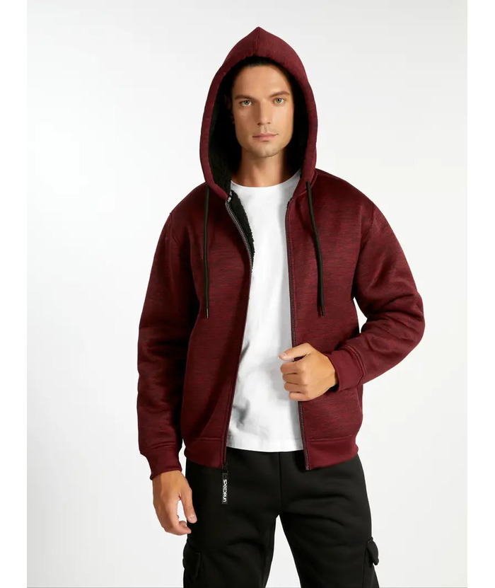 ZITY Men's Warm Fleece Solid Color Casual Zip Up Hoodie-ZPK005323 | Zitysports