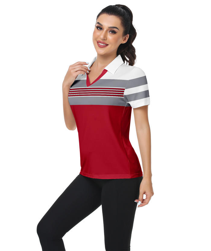 ZITY Women's Dri Fit Casual V Neck Golf Polo Shirt-CFWTX00037