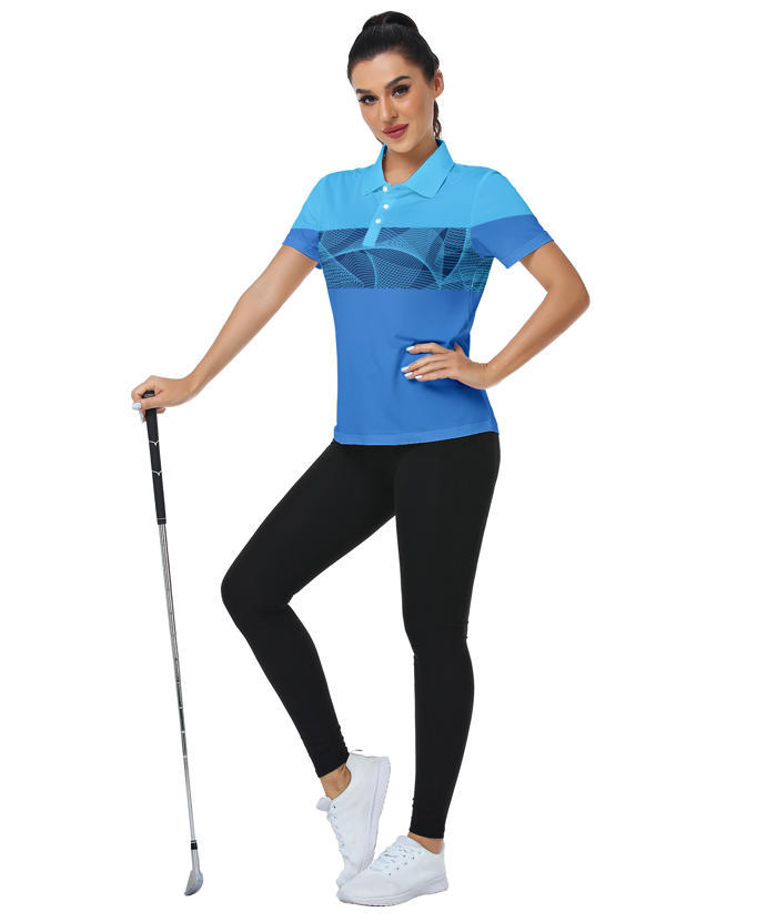 ZITY Women's Casual Printed Dri Fit Golf Polo Shirt-CUWPO02414