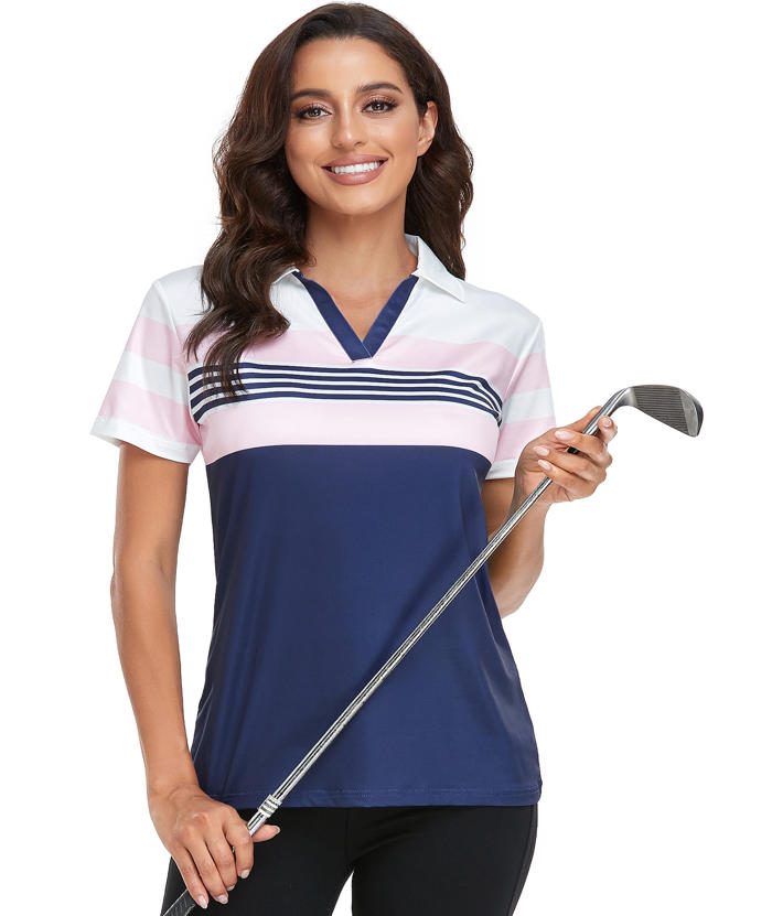 ZITY Women's Dri Fit Casual V Neck Golf Polo Shirt-CFWTX00037