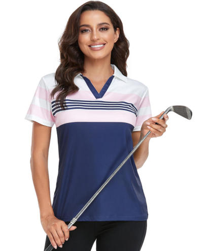 ZITY Women's Dri Fit Casual V Neck Golf Polo Shirt-CFWTX00037
