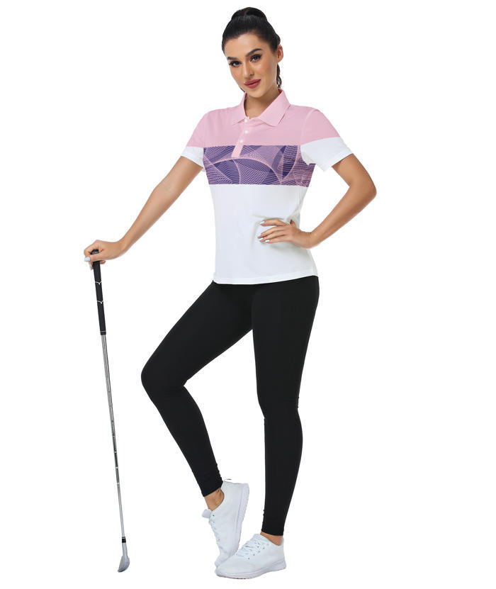 ZITY Women's Casual Printed Dri Fit Golf Polo Shirt-CUWPO02414