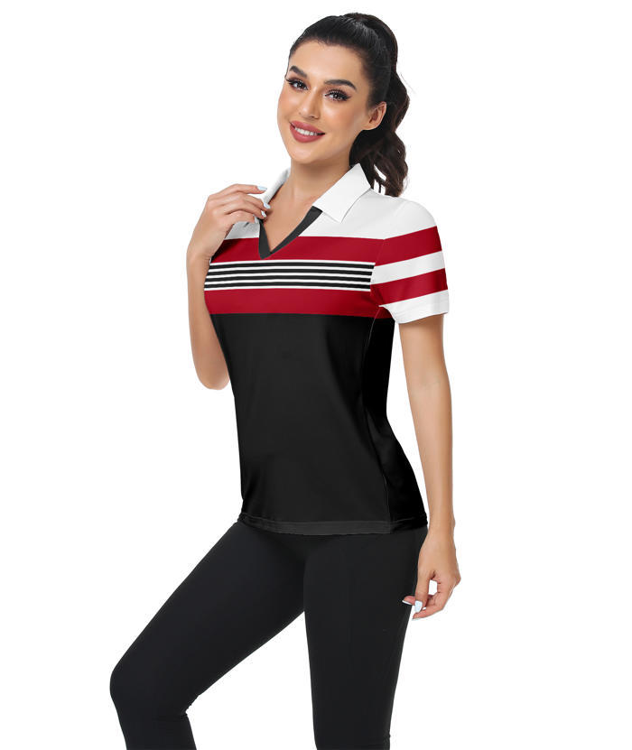 ZITY Women's Dri Fit Casual V Neck Golf Polo Shirt-CFWTX00037