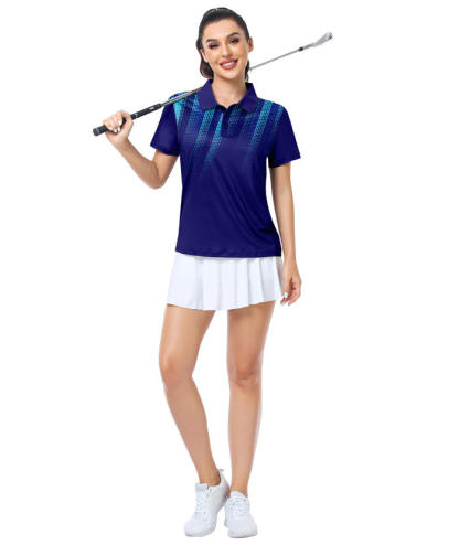 ZITY Women's Dotted Print Dri Fit Golf Polo Shirt-CUWPO02413