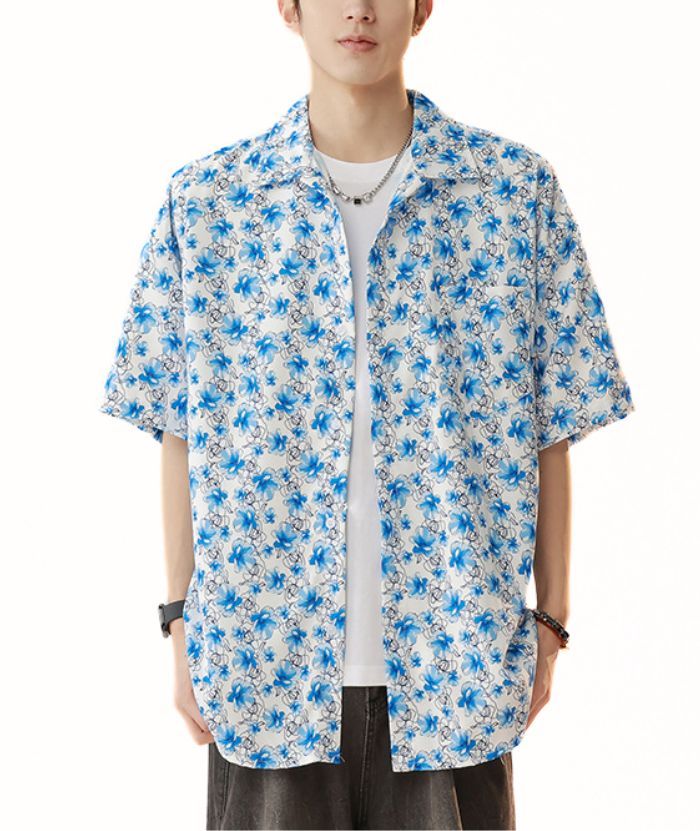 ZITY Men's Summer Casual Short Sleeve Printed Hawaiian Shirts