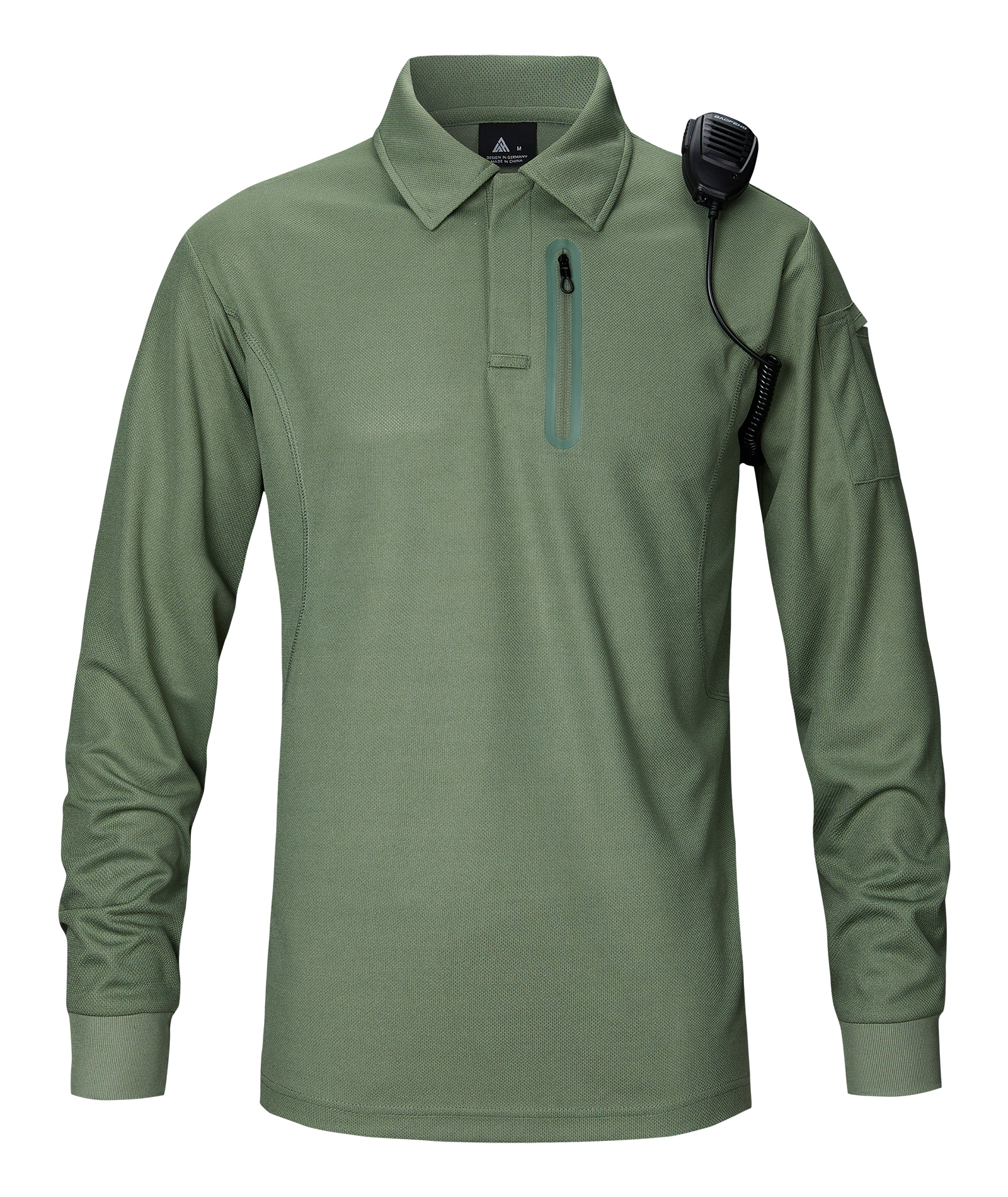 ZITY Men's Zipper Pocket Long Sleeve Polo Shirt-CFMPO00043