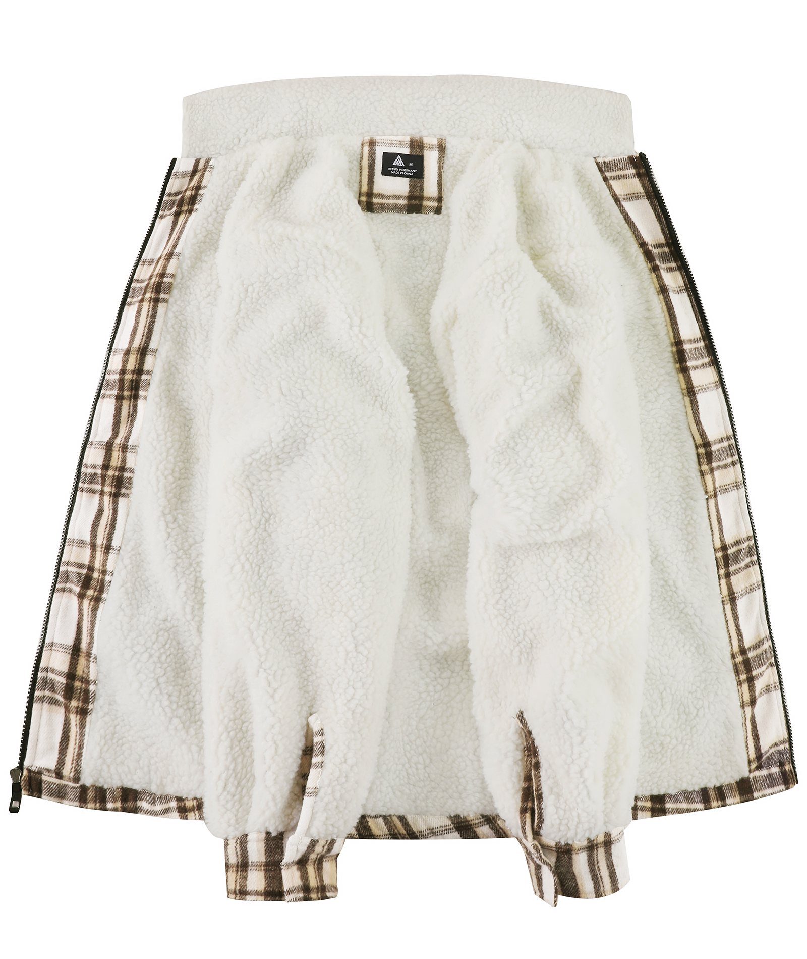 ZITY Men's Long Sleeve Full Zipper Plaid Fleece Shirt-CUMJA04084