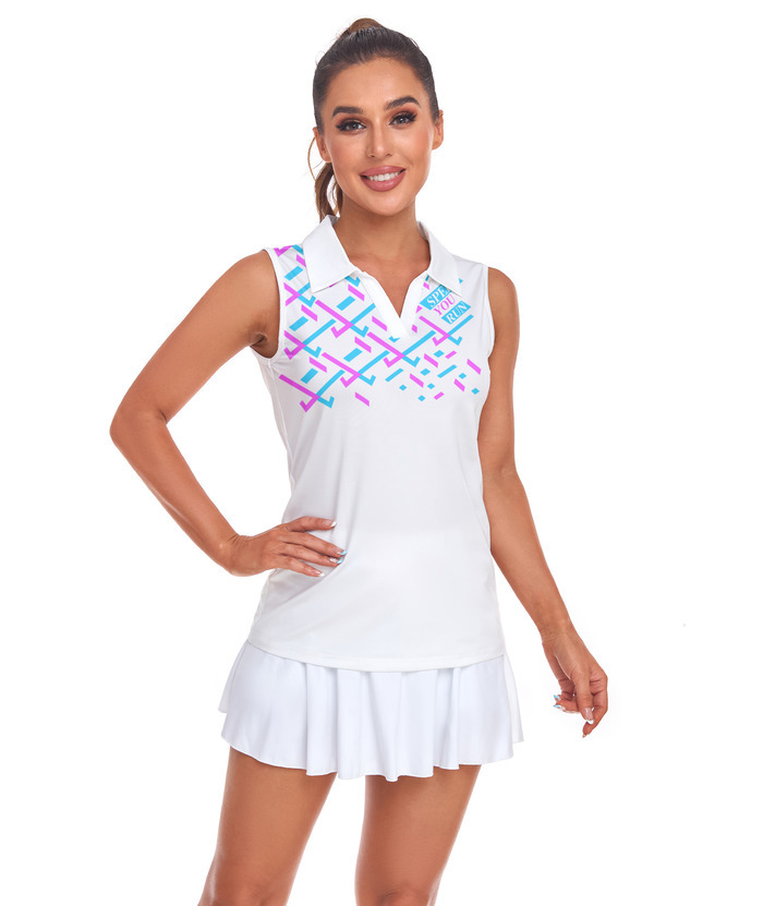 ZITY Women's Sleeveless Golf Printed Sportswear Quick Dry Polo Shirt-ZPK004234 | Zitysports