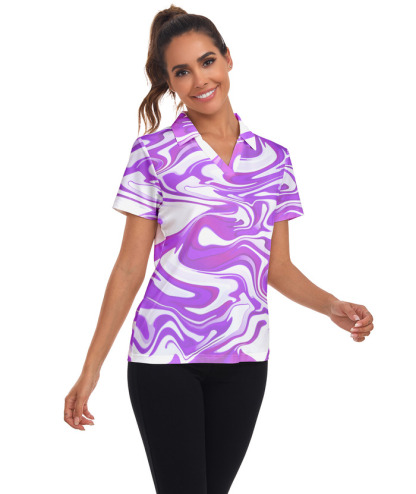 ZITY Women's Color Print Short Sleeved Quick Dry Casual Golf Polo Shirt-ZPK003142 | Zitysports