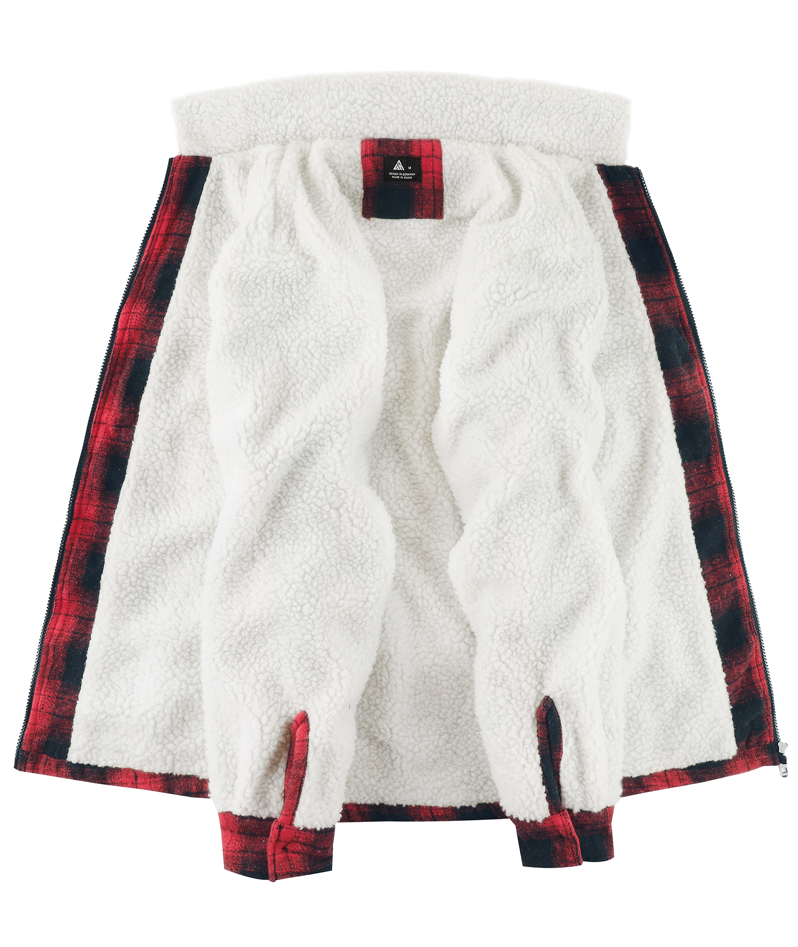 ZITY Men's Long Sleeve Full Zipper Plaid Fleece Shirt-CUMJA04084