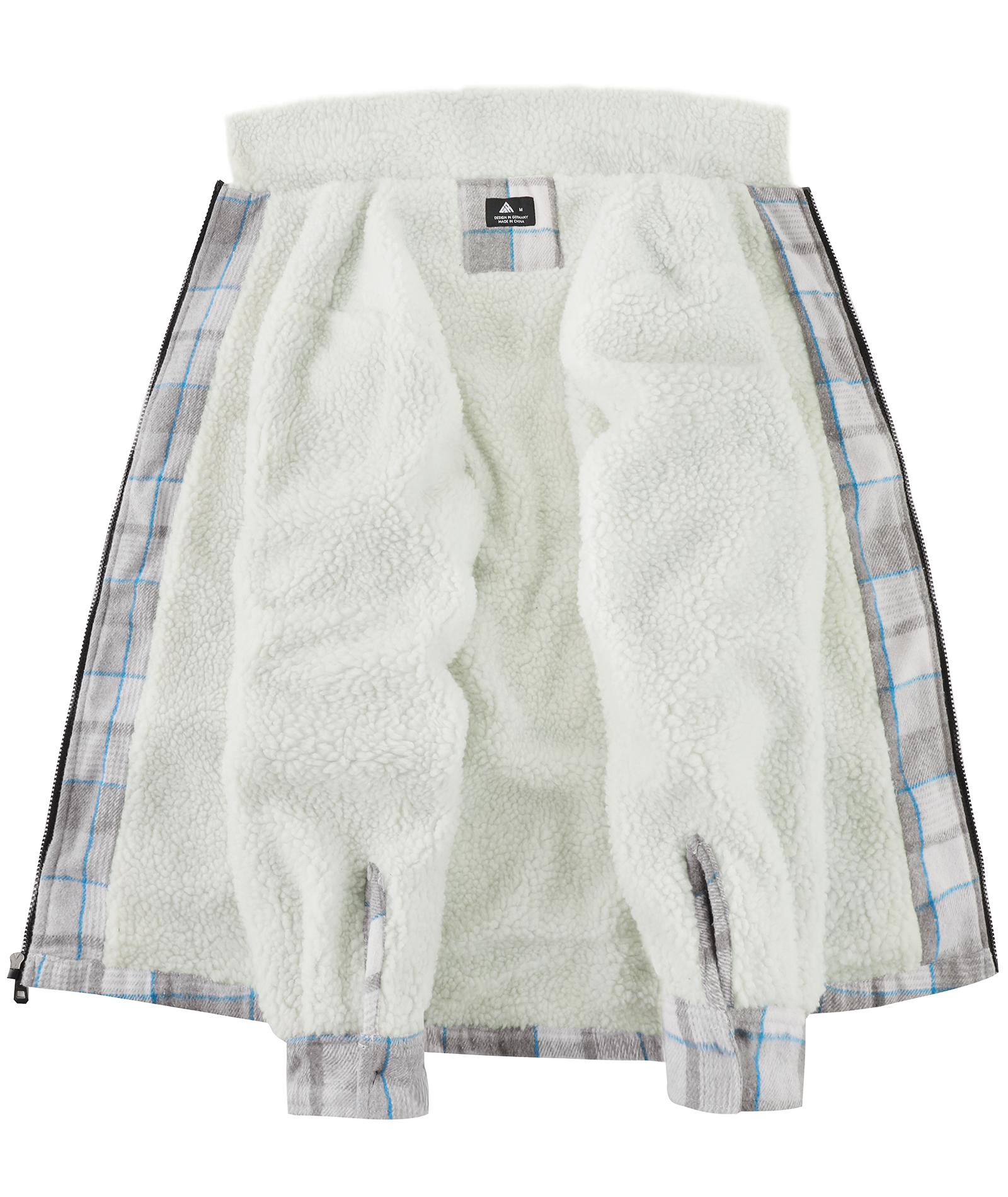 ZITY Men's Long Sleeve Full Zipper Plaid Fleece Shirt-CUMJA04084