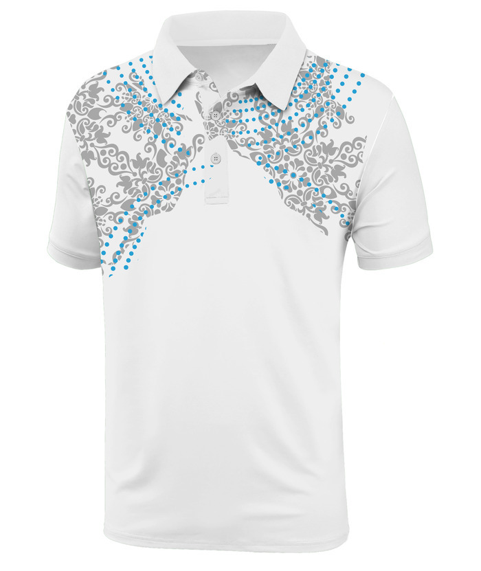 Men's White Ethnic Prints Golf Polo Shirt