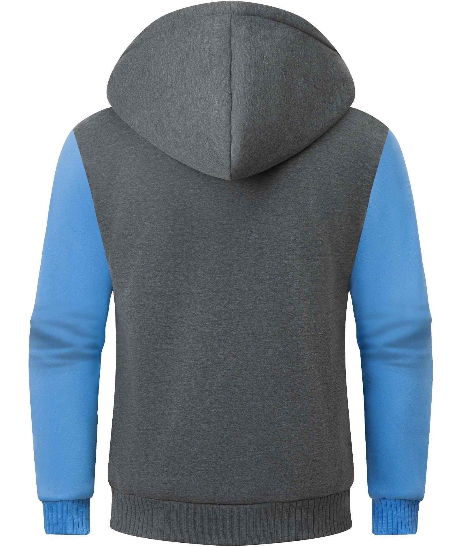 ZITY Men's Full Zip Up Contrast Color Fleece Hoodie-zity1712
