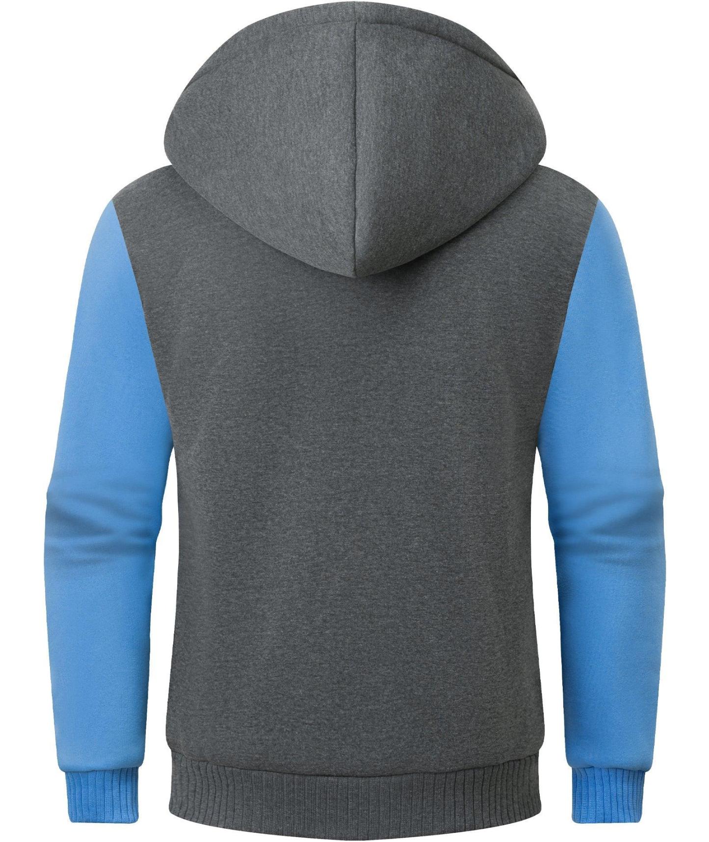 ZITY Men's Full Zip Up Contrast Color Fleece Hoodie-zity1712