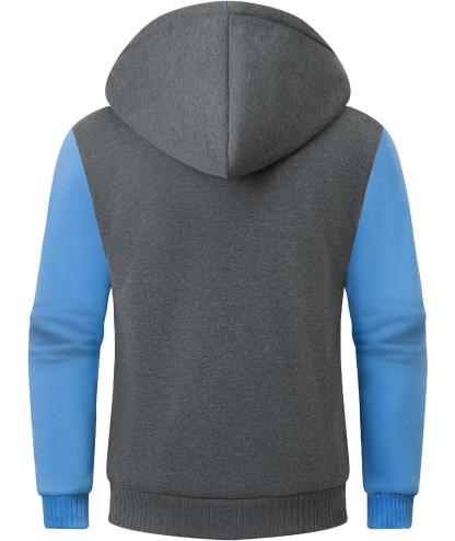 ZITY Men's Full Zip Up Contrast Color Fleece Hoodie-zity1712