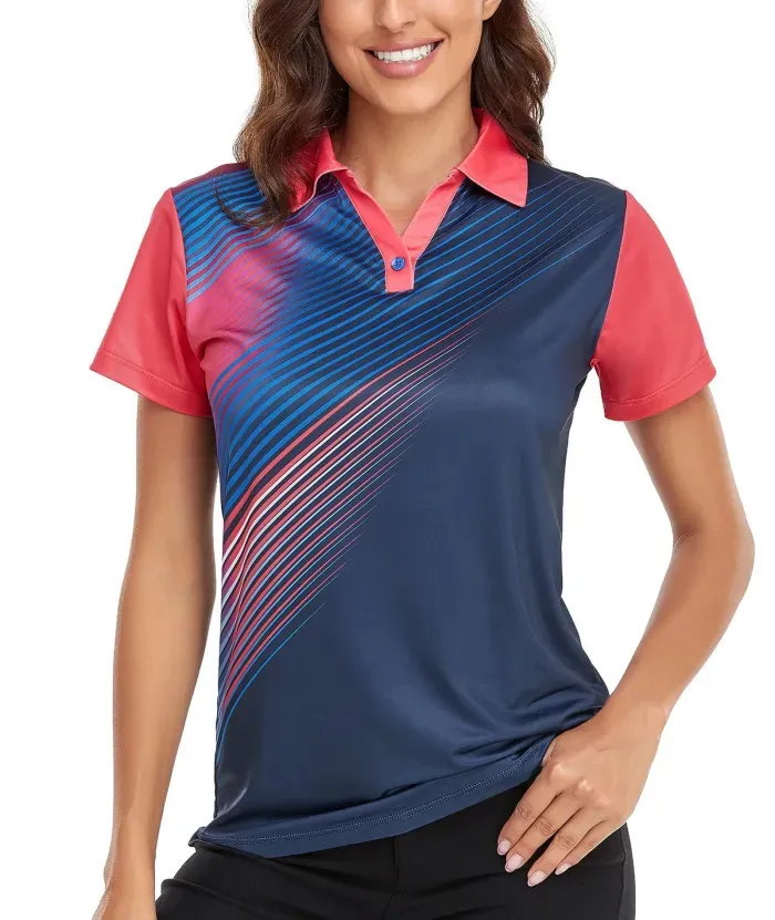 ZITY Women's Quick Dry Short Sleeve Button Up Polo Shirt-ZPK003076 | Zitysports