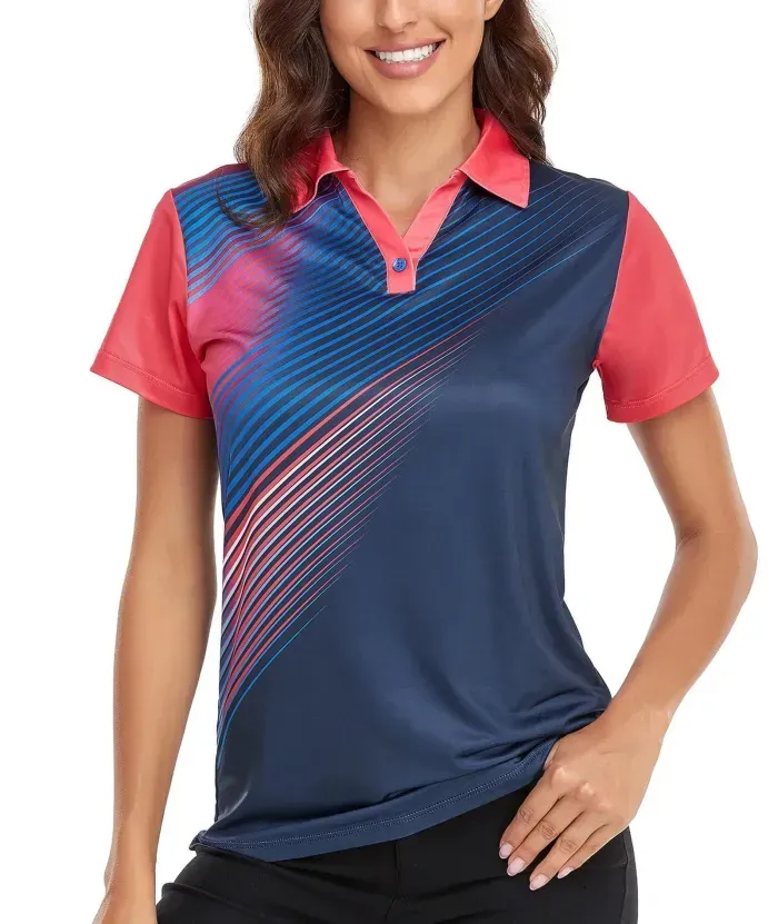 ZITY Women's Quick Dry Short Sleeve Button Up Polo Shirt-ZPK003076 | Zitysports