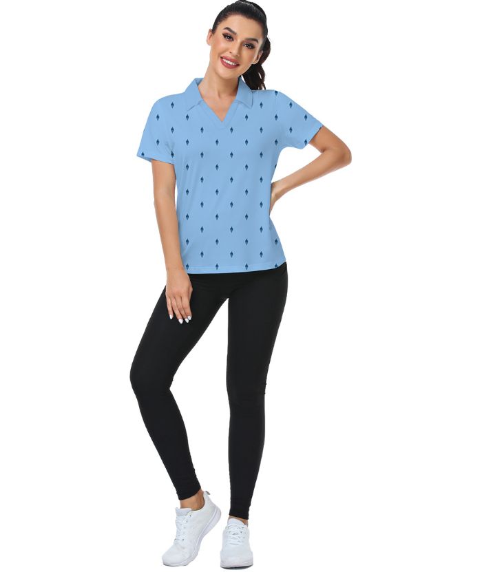 ZITY Women's Slim Fit V Neck Golf Polo Shirt-CUWPO01337