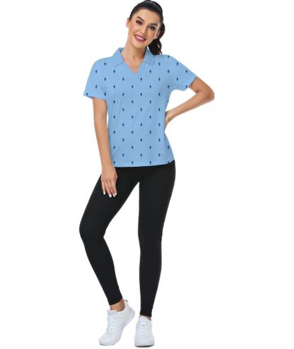 ZITY Women's Slim Fit V Neck Golf Polo Shirt-CUWPO01337