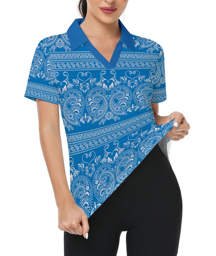ZITY Women's V Neck Slim Fit Golf Polo Shirt-CUWPO01939