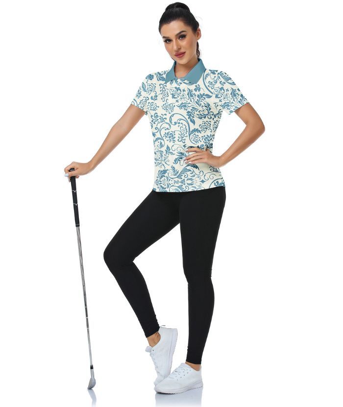 ZITY Women's Totem Pattern Dri Fit Golf Polo Shirt-CUWPO01571