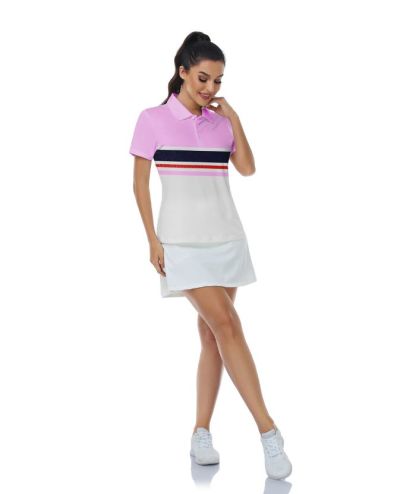 ZITY Women's Dri Fit Striped Golf Polo Shirt-CUWPO01573