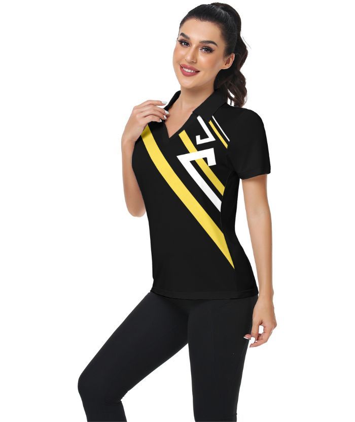 ZITY Women's Black Dri Fit Sports Polo Shirt-CUWPO01575