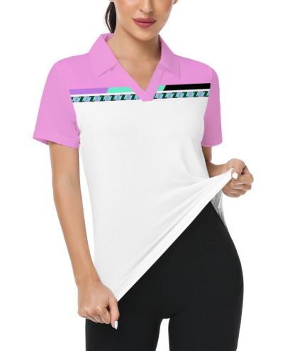ZITY Women's Dri Fit V Neck Casual Golf Polo Shirt-CUWPO01577