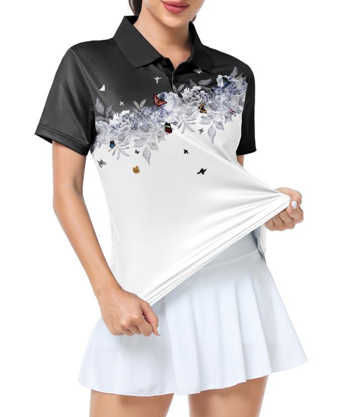 ZITY Women's Dri Fit Button Up Golf Polo Shirt-CUWPO02014