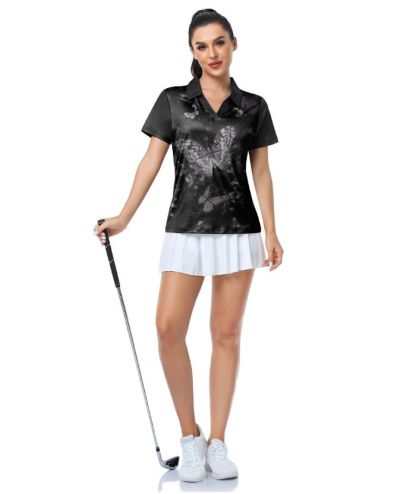 ZITY Women's V Neck Dri Fit Golf Polo Shirt-CUWPO02017