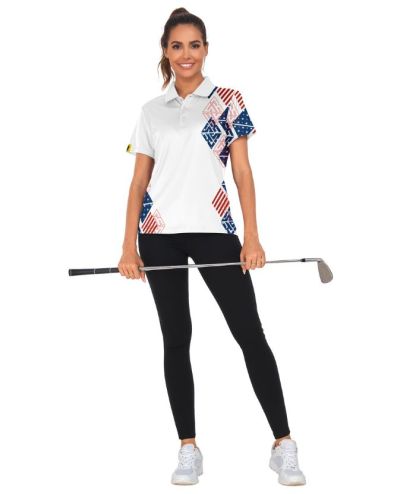 ZITY Women's Flag Theme Dri Fit Golf Polo Shirt-CUWPO02324