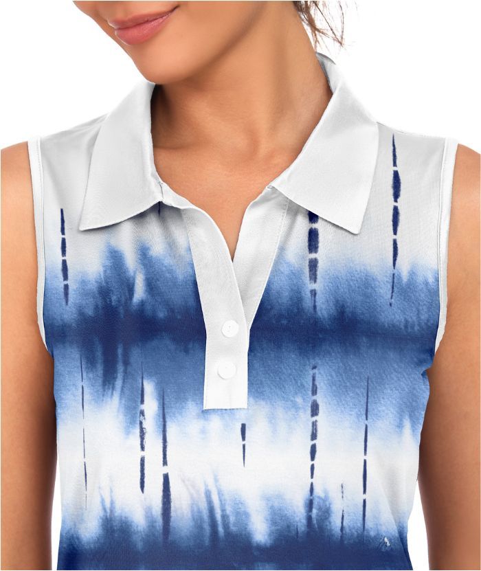 ZITY Women's Tie Dye Print Sleeveless Golf Polo Shirt-CUWBP02214
