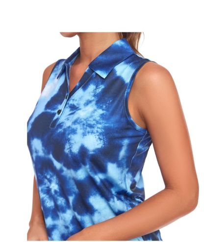 ZITY Women's Button Up Sleeveless Dri Fit Golf Polo Shirt-CUWBP02216
