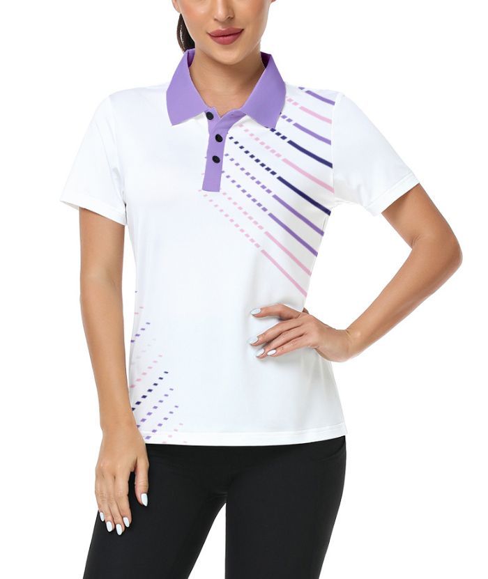 ZITY Women's Dashed Lines Dri Fit Golf Polo Shirt-CUWPO02415