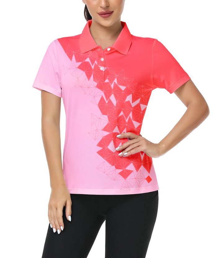 ZITY Women's Dri Fit Geometric Design Golf Polo Shirt-CUWPO02417