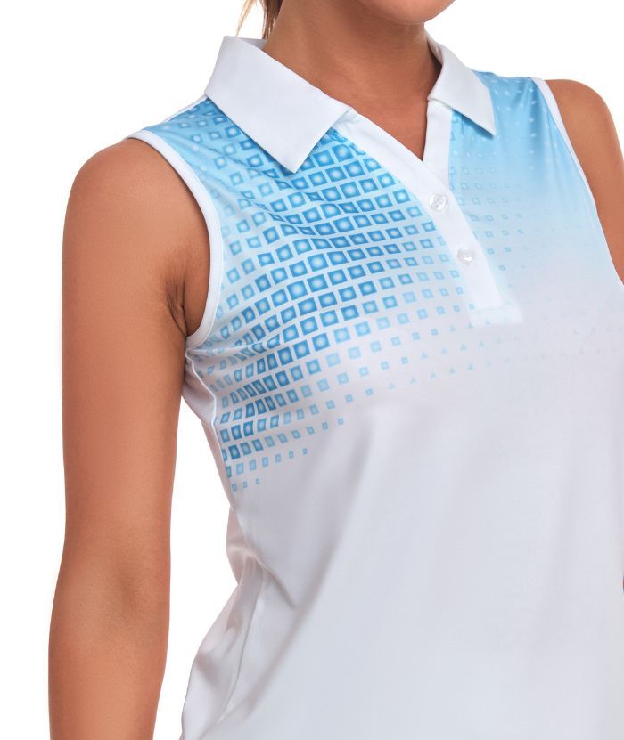 ZITY Women's Sleeveless Button Up Dri Fit Golf Polo Shirt-CUWBP02219