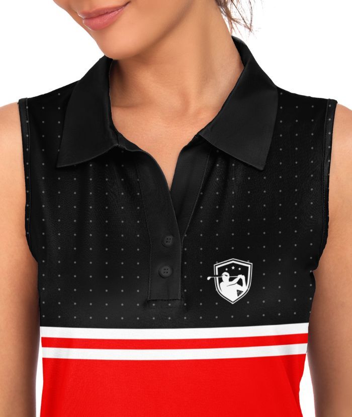 ZITY Women's Slim Fit V Neck Sleeveless Golf Polo Shirt-CUWBP02220