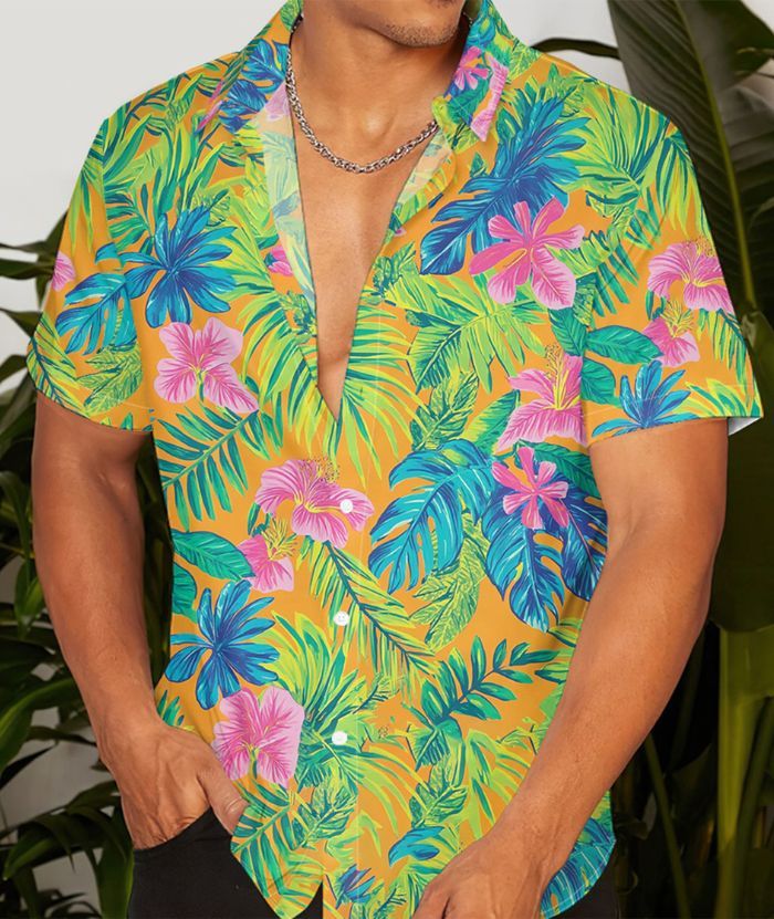 ZITY Tropical Floral Print Hawaiian Shirt