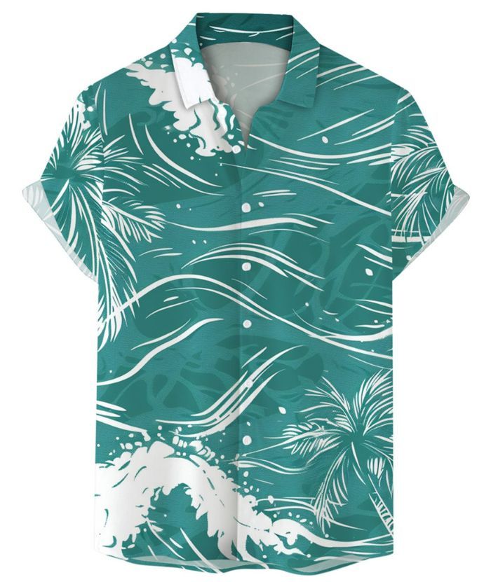 ZITY Men's Summer 3D Digital Print Button Shirt