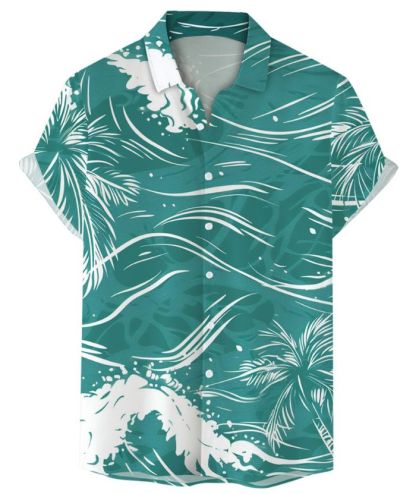 ZITY Men's Summer 3D Digital Print Button Shirt