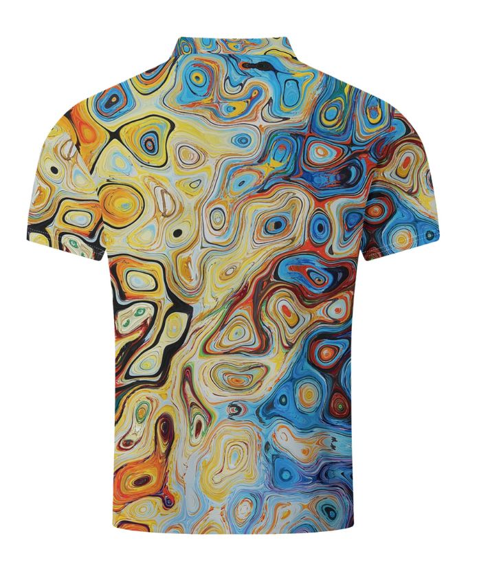ZITY Men's Colorful Psychedelic Swirl Pattern Polo Shirt