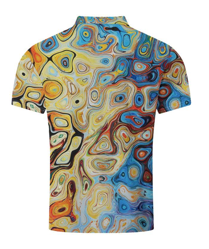 ZITY Men's Colorful Psychedelic Swirl Pattern Polo Shirt