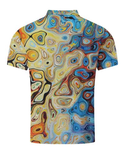 ZITY Men's Colorful Psychedelic Swirl Pattern Polo Shirt