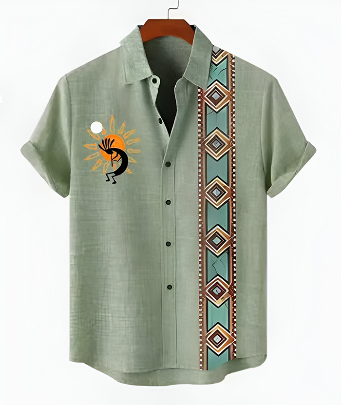 ZITY Men's Casual Summer Hawaiian Tribal Patterns Shirt