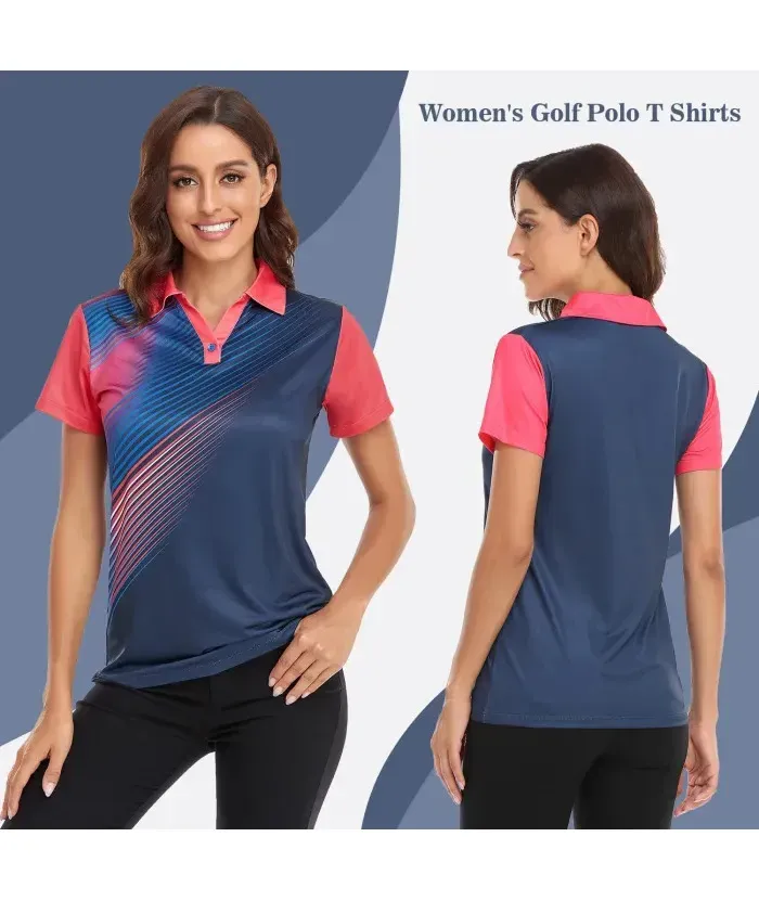 ZITY Women's Quick Dry Short Sleeve Button Up Polo Shirt-ZPK003076 | Zitysports