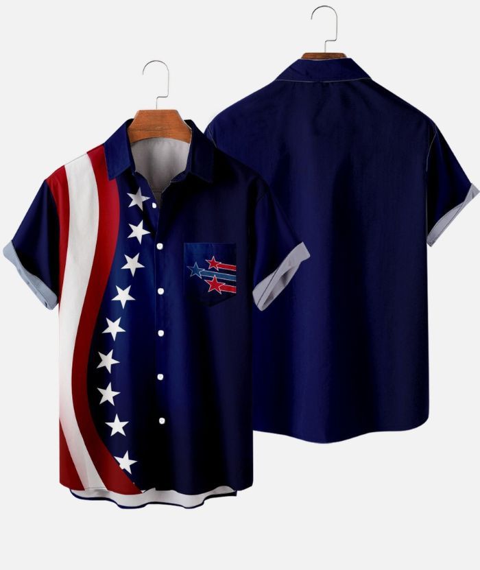 ZITY Men's American Flag 3D Digital Print Polo Shirt-DUMPO06242