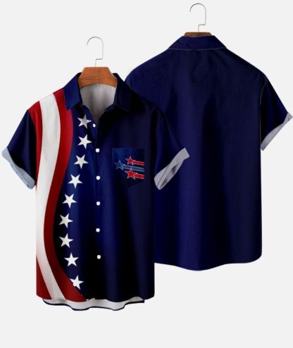 ZITY Men's American Flag 3D Digital Print Polo Shirt-DUMPO06242