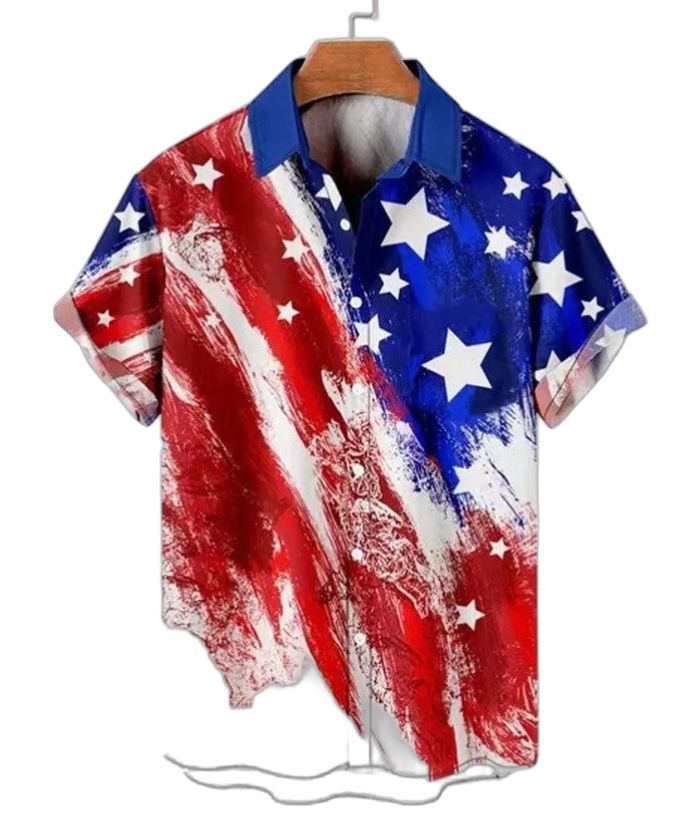 ZITY Men's American Flag 3D Digital Printed Hawaiian Shirt-DUMPO06257